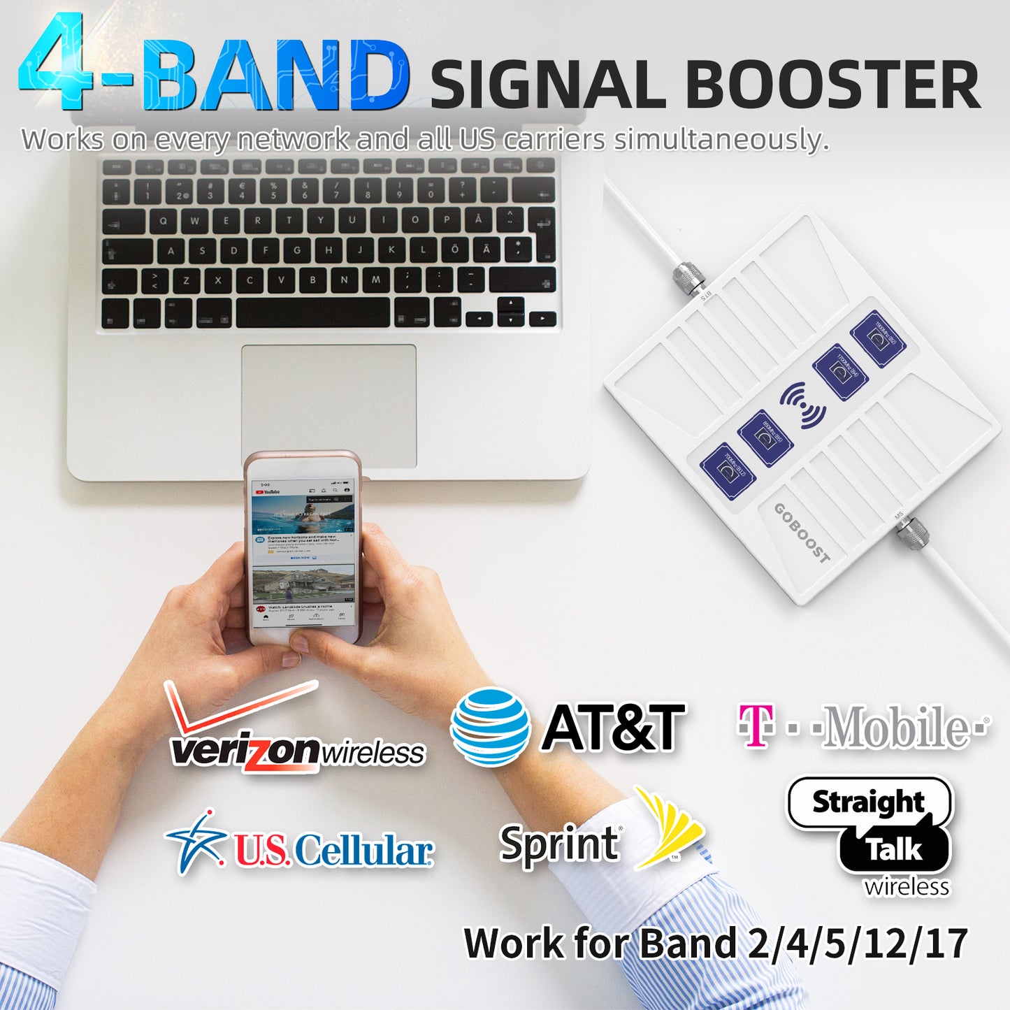 Quad-Band LTE Signal Booster Kit for Home & Office – Supports LTE B28, PCS, AWS, B7 (700/1900/2100/2600 MHz)
